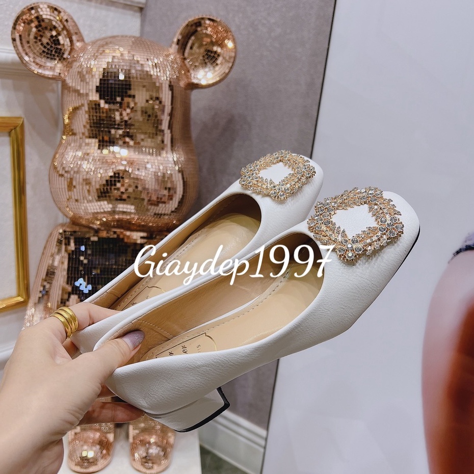 Giày cao gót nữ 3 phân hàng cao cấp, gót vuông chất xịn đính đá siêu sang hàng xuất khẩu - mã HH1