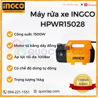 [HPWR15028]Máy rửa xe INGCO 1500W ( có chế độ dừng tự động)