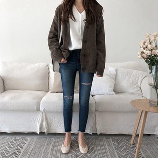 Áo cardigan len nữ chất len dày dặn ấm áp, kiểu dáng basic