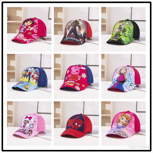 Nón Lưỡi Trai Họa Tiết Hoạt Hình Spiderman Batman Sofia Frozen Cho Trẻ Em