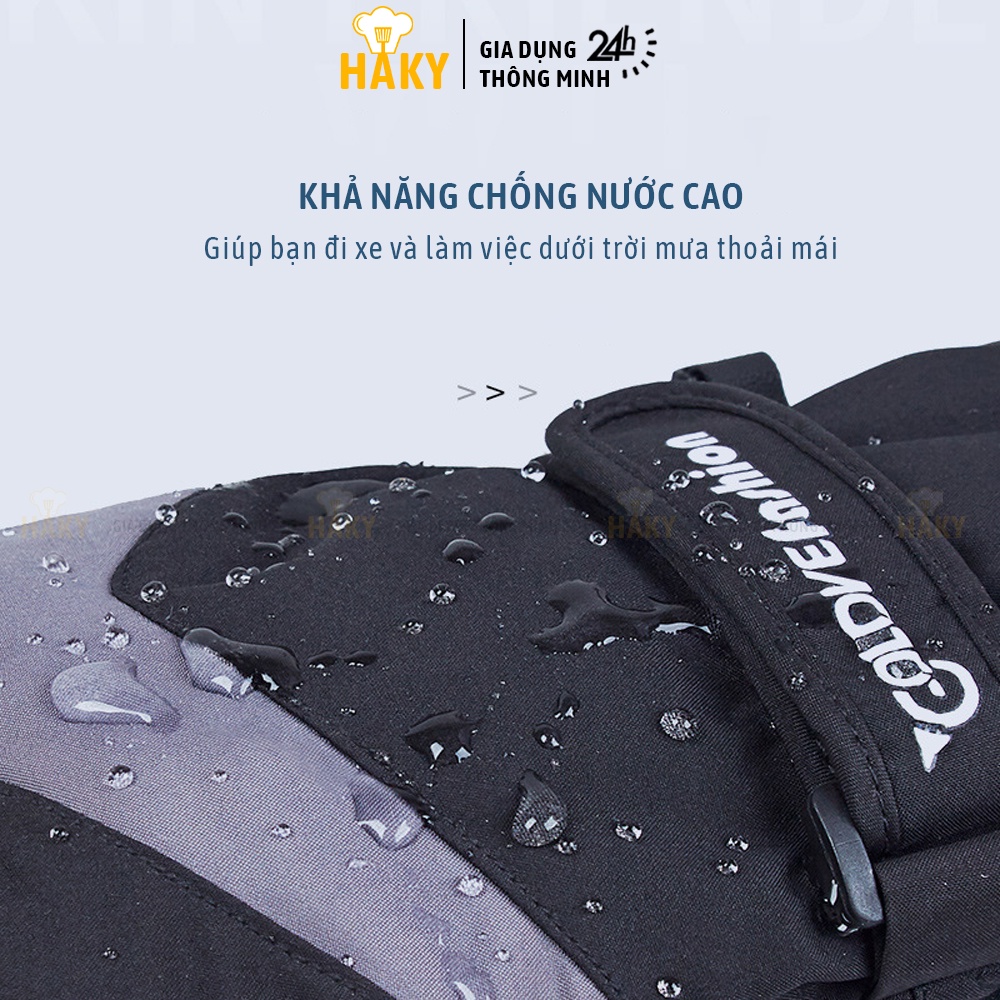 Găng tay nam nữ chống nước lót lông cao cấp giữ ấm mùa đông HAKY052, thiết kế thời trang, cảm ứng điện thoại mượt