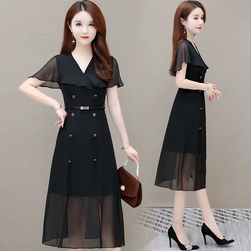 (HCM) Đầm voan kèm thắt lưng cao cấp xịn xò thời trang sang chảnh - tôn dáng tiểu thư cho các nàng KM STORE