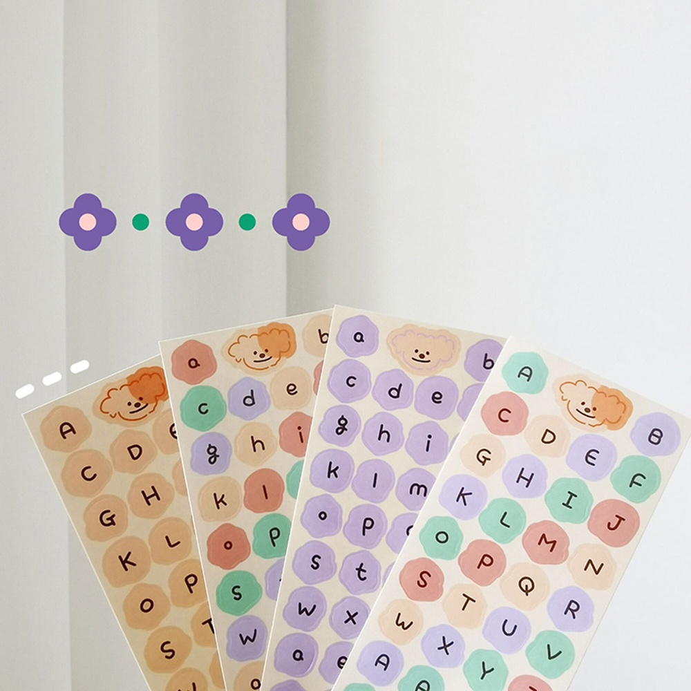 Sticker chữ cái cute font chữ dễ thương STI58 sticker chữ tiếng anh viền hoa trang trí sổ- BÚT ĐẸP