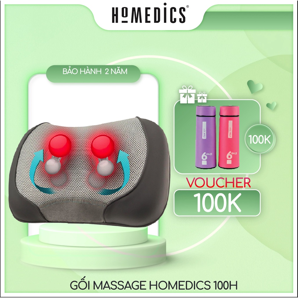 Gối massage nhiệt rung công nghệ Shiatsu 3D HoMedics SP-100H-GB nhập khẩu chính hãng