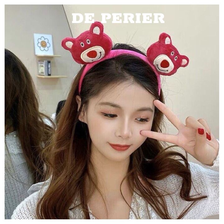 Cài tóc gấu dâu tây lotso dễ thương nữ đẹp hot trend hàn quốc De Perier