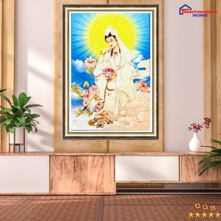 Tranh thêu chữ thập quan thế âm bồ tát 54cm x 74cm