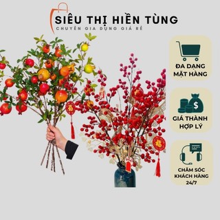 Cành 6 quả lựu, cành đào đông dùng trang trí nhà,decor nội thất sang trọng