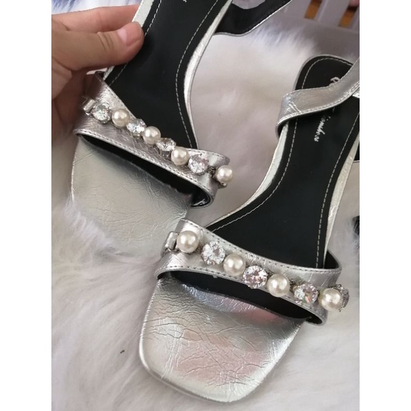 Xả kho Giày cao gót vuông trong quai đính châu size 35, 36