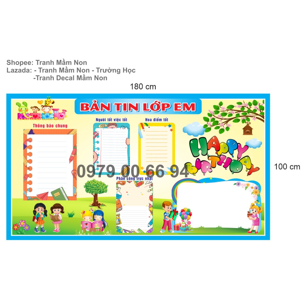 Decal Trang trí lớp học - BẢNG TIN LỚP TIỂU HỌC - THCS (BT-009)