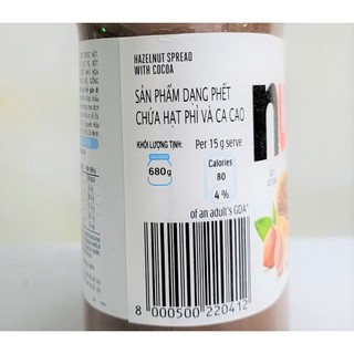 [HỘP (nhựa) LỚN 680g] BƠ HẠT PHỈ PHẾT CACAO [Australia] NUTELLA Hazelnut Spread with Cocoa