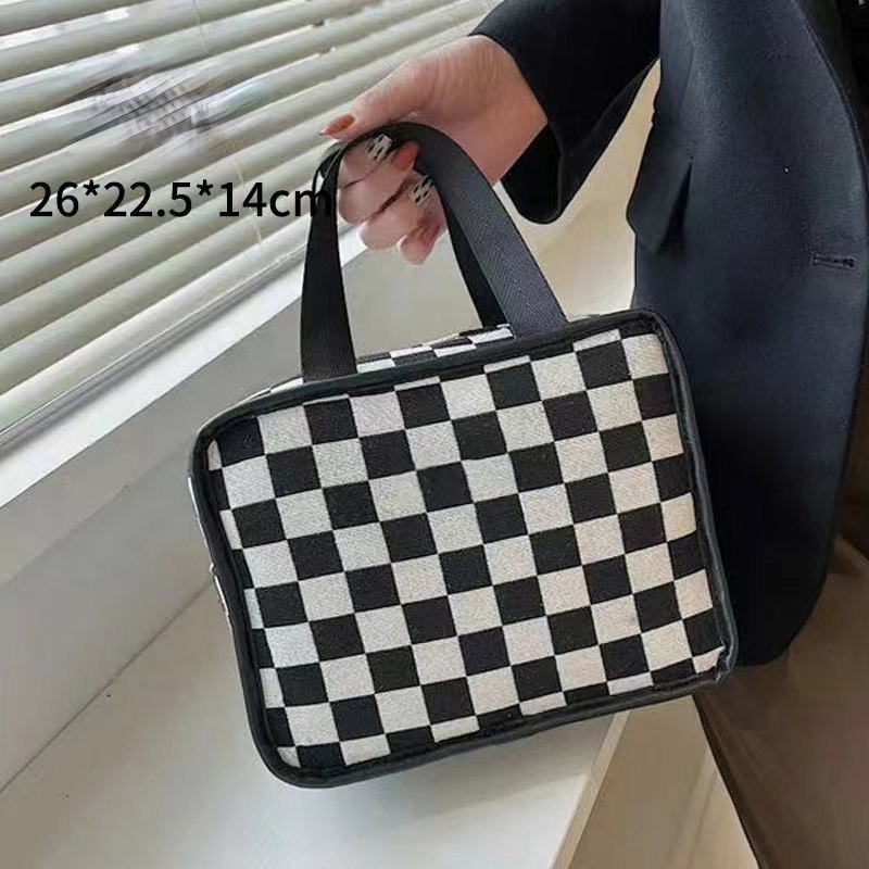 Túi Đựng Mỹ Phẩm Cỡ Lớn Họa Tiết Sọc Caro Tiện Lợi Khi Đi Du Lịch