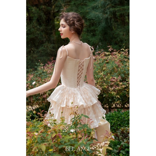 BEL ANGE - Đầm hai dây thân croset 2 tầng dập ly ngắn Louisa Dress