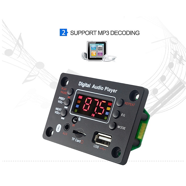Bảng Mạch Giải Mã Bluetooth 5V 12V MP3 WMA MP3 USB TF FM Radio Kèm Điều Khiển Từ Xa Cho Xe Hơi