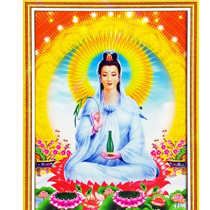 Tranh Đính Đá 5D - Quan Thế Âm Bồ Tát Tỏa Kim Quang 01 (Kèm Quà Tặng) - Tranh Minh Hiền (TỰ ĐÍNH ĐÁ)