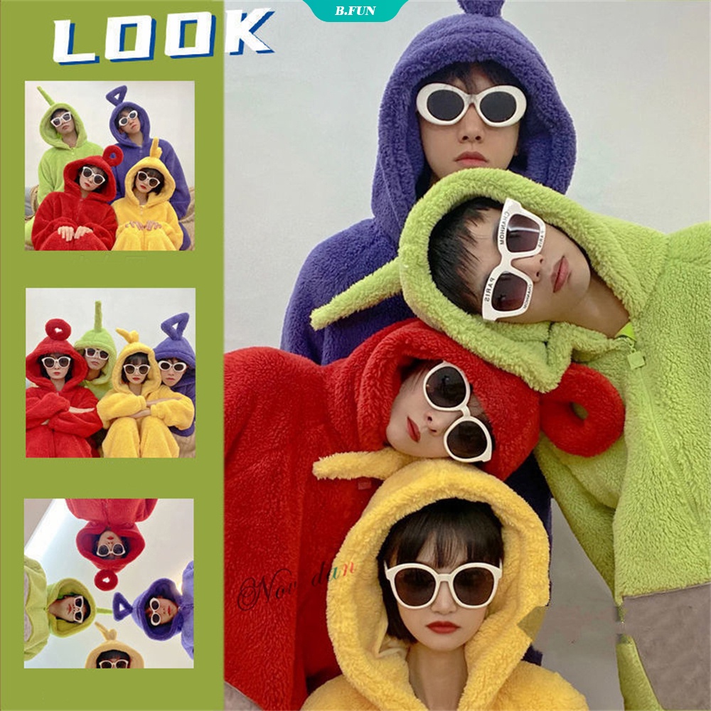 Bộ Đồ Ngủ Một Mảnh Bằng Lông Cừu San Hô Hình Teletubbies Hoạt Hình Kawaii Winky Dipsy Laa-Laa Po Vui Nhộn [Vui Nhộn]
