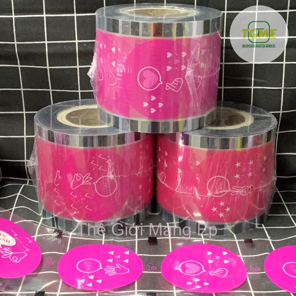 -Màng Dập Cốc Trà Sữa-Mẫu Tím Cuộn 2400 Hình