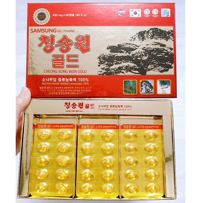 Tinh Dầu Thông Đỏ Cheong Song Won Gold Hàn Quốc, Hộp 180 Viên, Giúp Sạch Mỡ Máu, Ngừa Ung Thư