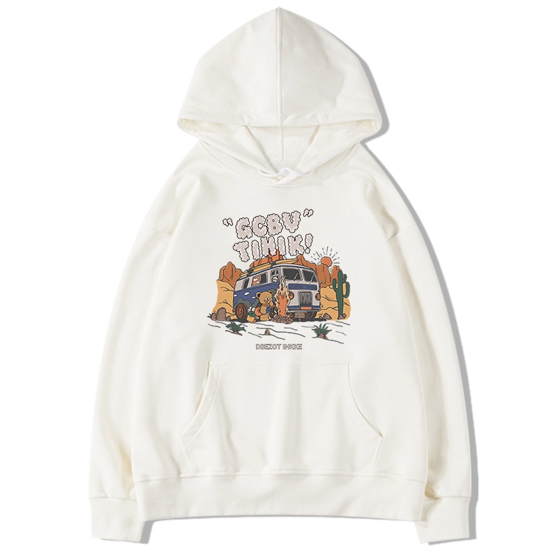 Áo hoodie SELVZE cotton tay dài in họa tiết cổ điển Mỹ dành cho nữ oversize