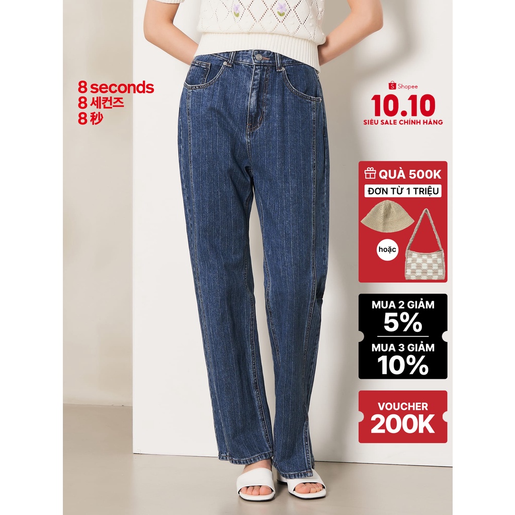 Quần Jeans dài nữ 8seconds màu xanh - 162321FPBP