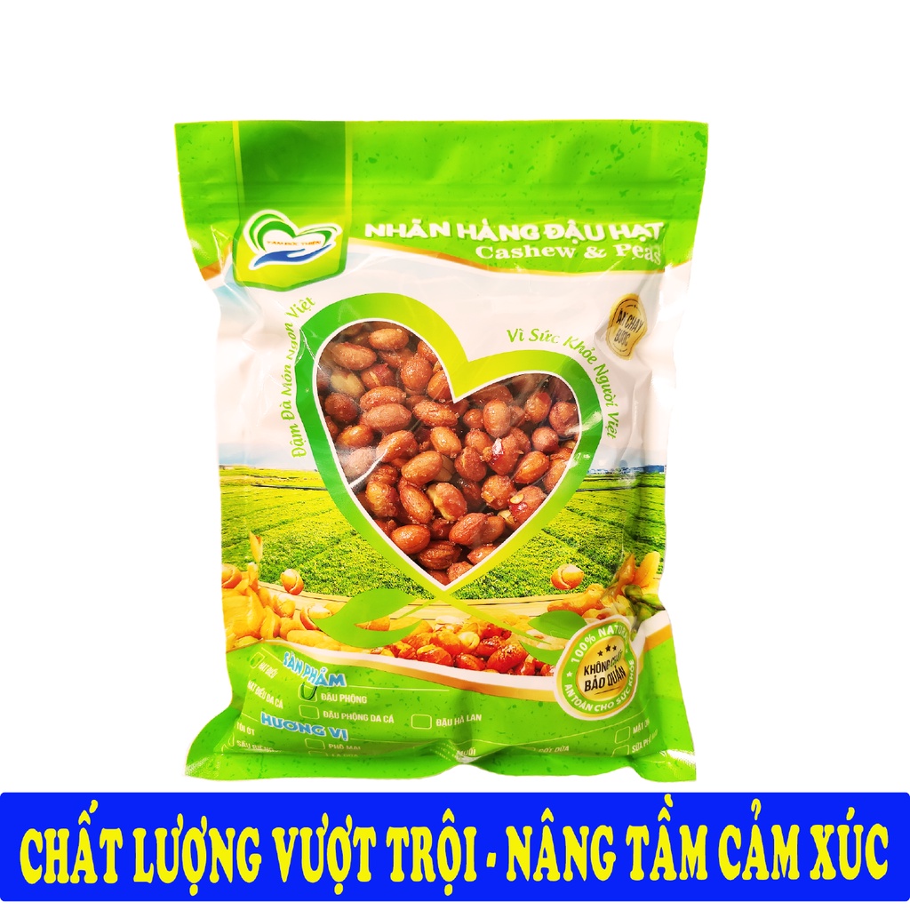 Combo 1KG Tự Chọn: Đậu Phộng Rang Tỏi Ớt và Hà Lan Rang Tỏi Ớt Tâm Đức Thiện 2 x Túi 500GR đồ ăn vặt