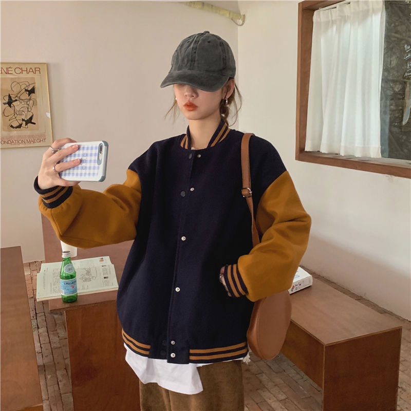Áo khoác bóng chày Du Yan phong cách đường phố harajuku Hàn Quốc thời trang cho nữ