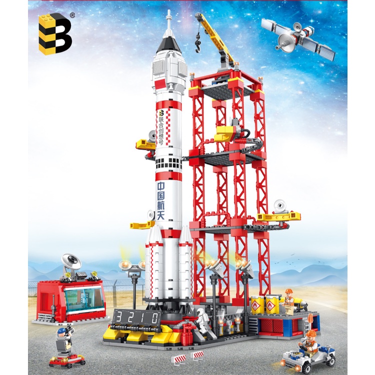 Mô hình lắp ráp lego khối xây dựng phi hành gia tàu vũ trụ đồ chơi trung tâm phóng tên lửa vệ tinh E1128