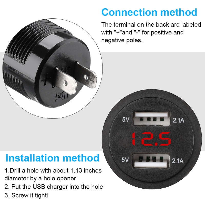 Bộ sạc 2 cổng USB 5V 4.2A 12V 24V cho xe hơi/xe máy