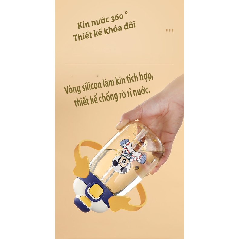 (Sẵn Hàng) Bình Nước DI.SNEY, 1 nắp 2 cách uống,Bình nước hoạt hình dễ thương,xinh xắn cho bé đi học,có dây đeo tiện lợi