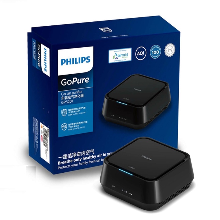Máy khử mùi, lọc không khí trên xe ô tô Philips GP5201 Cảm biến 3 màu AQI- HÀNG CHÍNH HÃNG