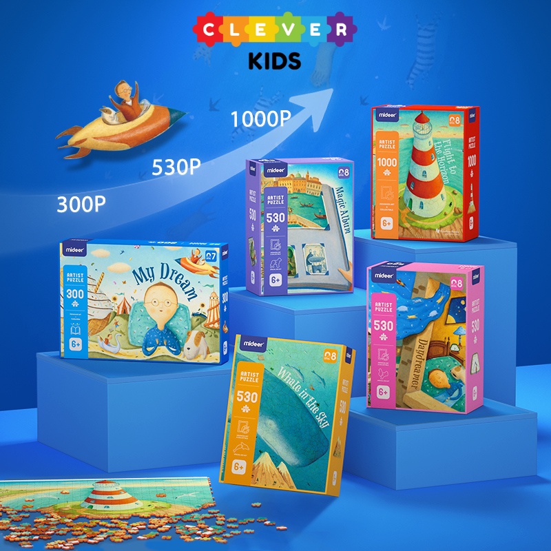 Bộ Đồ Chơi Giáo Dục Trí Tuệ, Trò Chơi Xếp Hình Mideer Puzzle Từ 530 - 1000 Mảnh Có 4 Mẫu Cho Bé Từ 7 Tuổi - Clever Kids