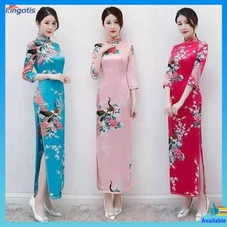 Đầm sườn xám cách tân tay dài cỡ lớn thời trang cho nữ