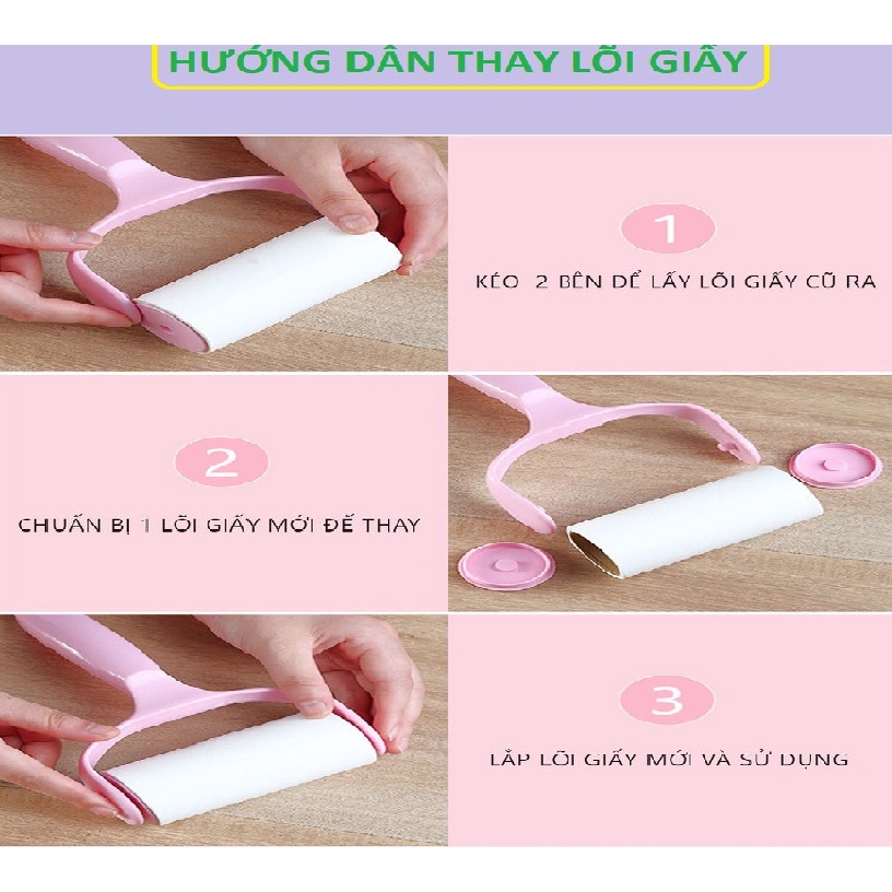 Cây lăn lông chó mèo kèm lõi - Cây lăn bụi bẩn lông tóc trên quần áo thảm sofa tiện lợi
