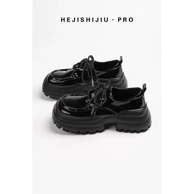 Giày Da Mũi Tròn Đế Dày Buộc Dây Kiểu Anh Thời Trang Cho Nữ