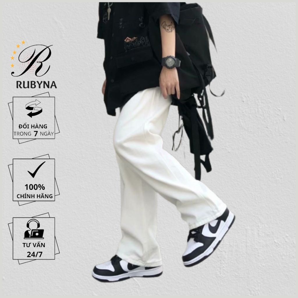 Quần baggy nam ống rộng Rubyna - quần Jean nam dáng suông form chuẩn Hàn Quốc QD18