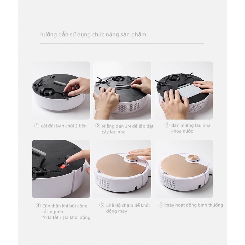 GiGiBomstore Robot Hút Bụi Lau Nhà, Máy Hút Bụi Thông Minh,Robot hút bụi lau nhà thông minh điều khiển qua APP