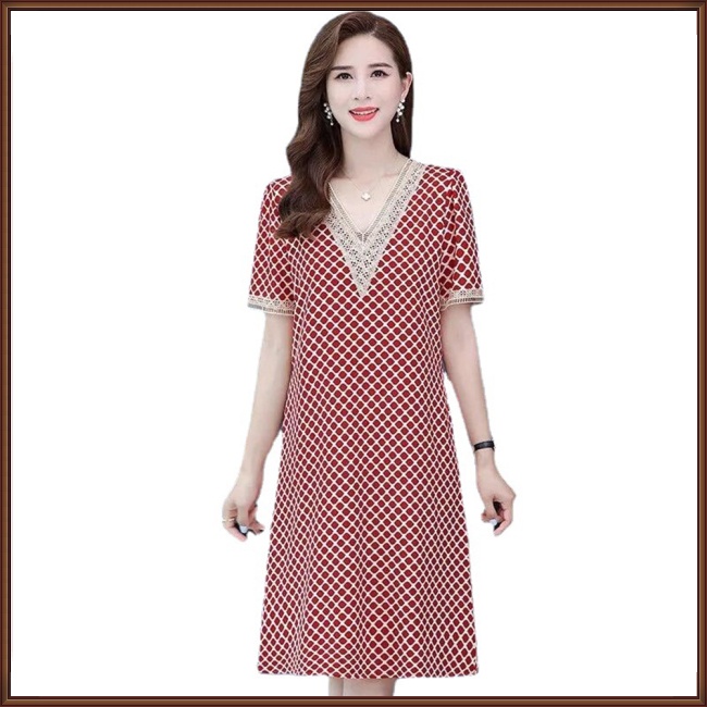 Đầm Midi Tay Ngắn Cổ Chữ V Dáng Rộng In Họa Tiết Độc Đáo Thời Trang Xinh Xắn Cho Nữ