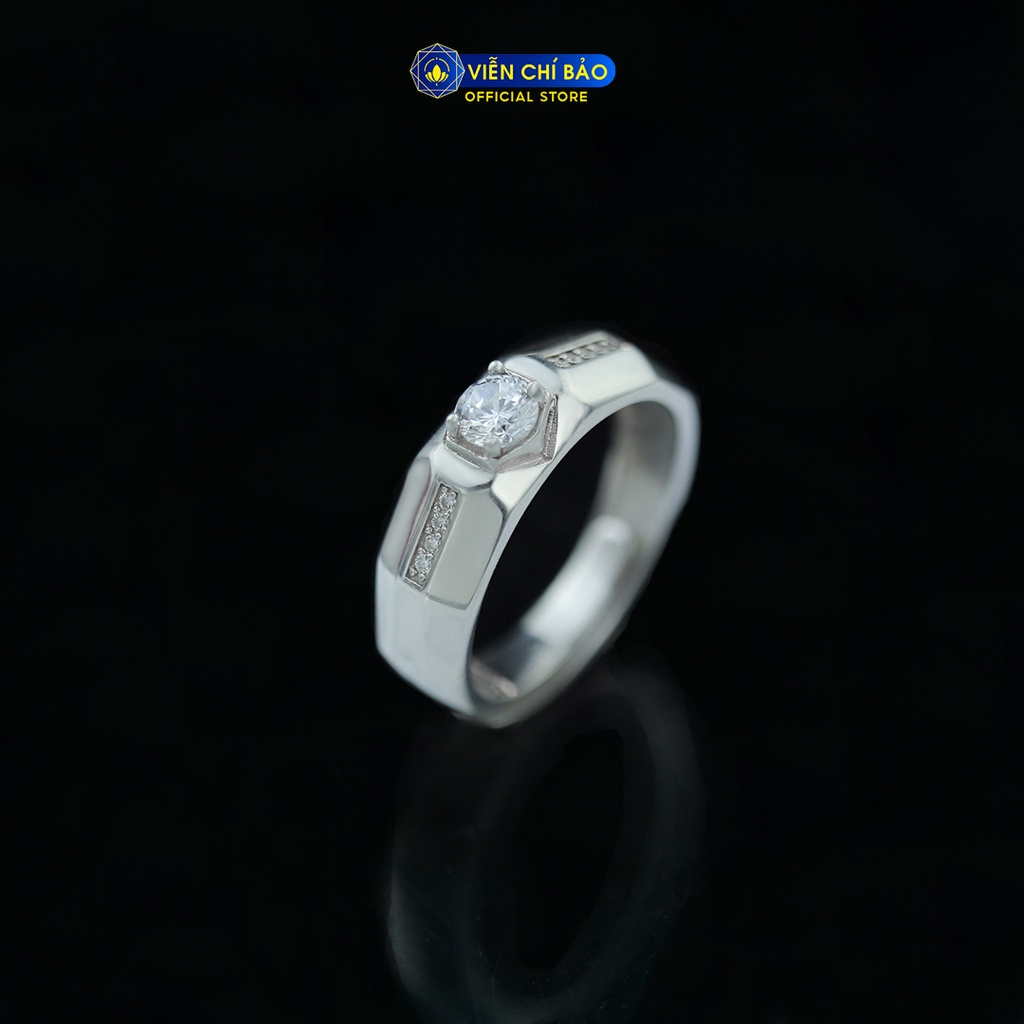 Nhẫn bạc nam đính đá lục giác chất liệu bạc 925 thời trang phụ kiện trang sức Viễn Chí Bảo N300640