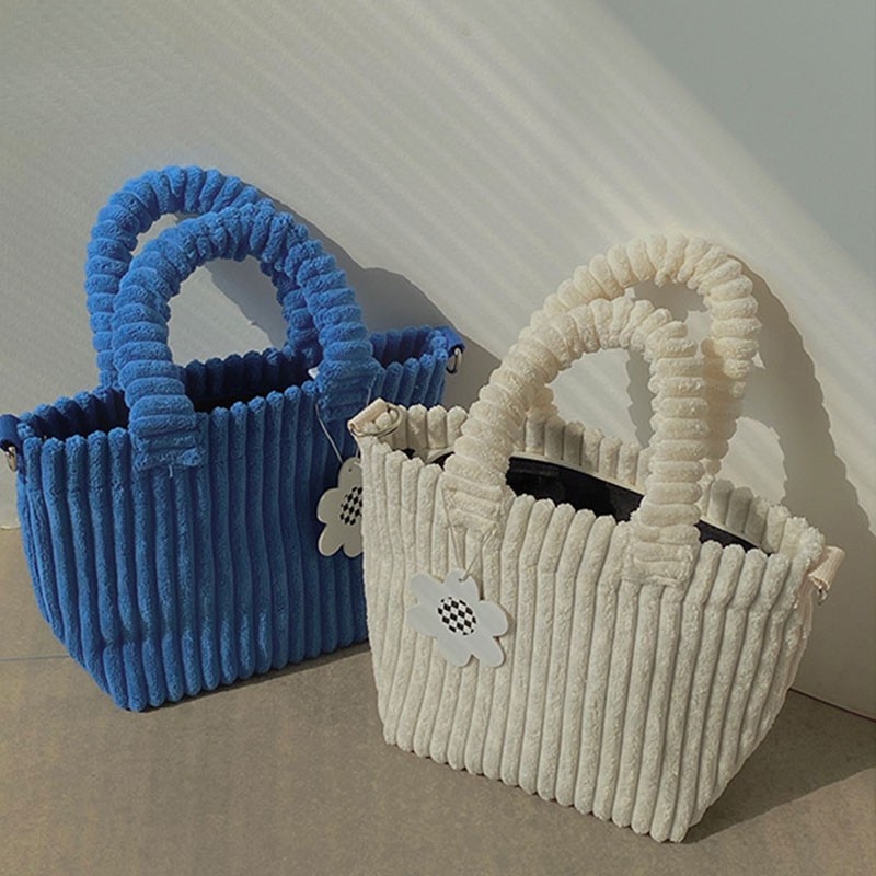 MISCHA Túi Xách Nhung Kẻ Thiết Kế Dễ Thương Phong Cách Hàn Quốc Dành Cho Nữ