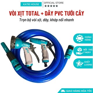 Vòi xịt nước tưới cây rửa xe đa năng, ống nước mềm pvc bộ 5m 10m 15m 20m, kèm khớp nối nhanh total