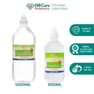 Nước muối vĩnh phúc natri clorid 0.9% 1000ml/500ml