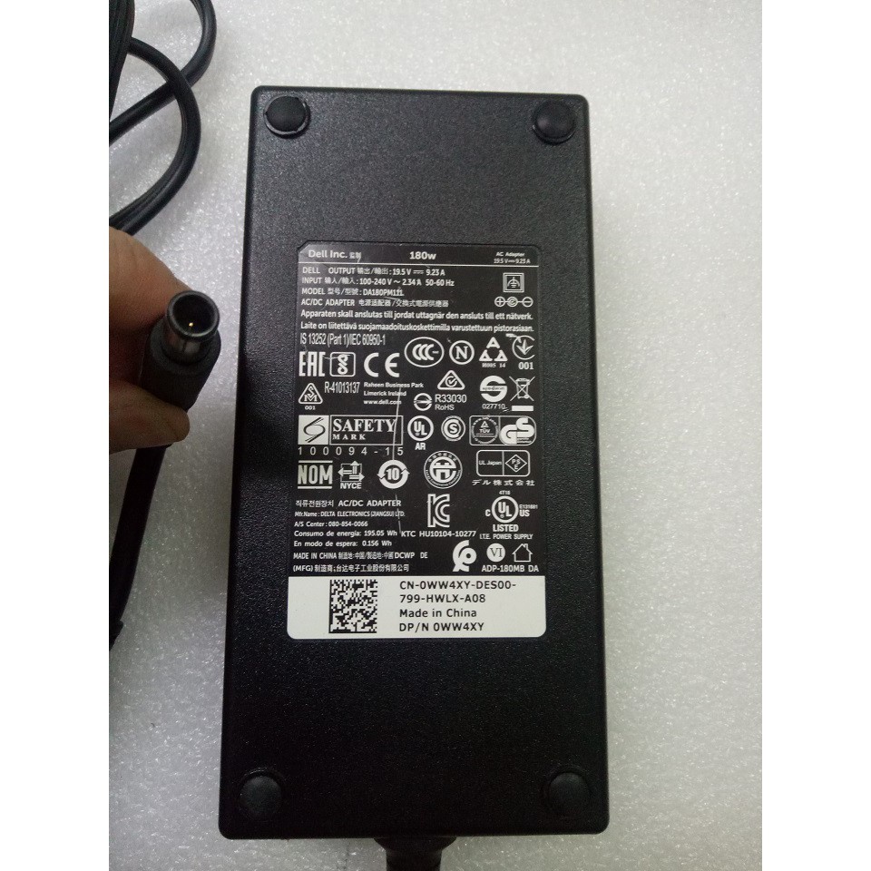BH12TH SẠC LAPTOP DELL 19.5V - 9.23/ 180W SẠC ZIN DELL KIM LỚN 7.4MM  tặng dây nguồn