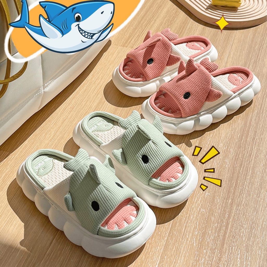 Dép quai ngang nam nữ, dép đi trong nhà họa tiết HÌNH CÁ MẬP dễ thương- sẵn hàng 5 màu