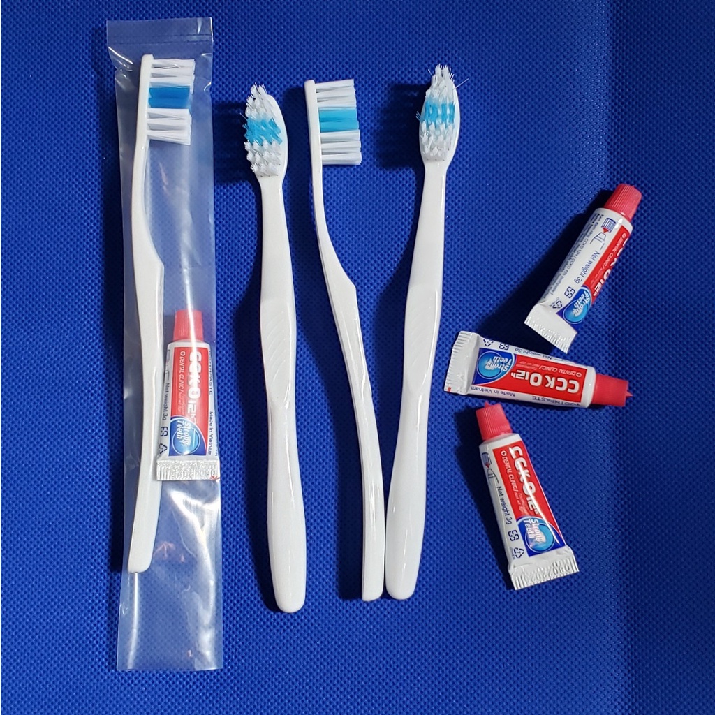 Bàn chải khách sạn -  100 Bộ bàn chải và kem ống CC 3 gam dành cho nhà nghỉ, khách sạn