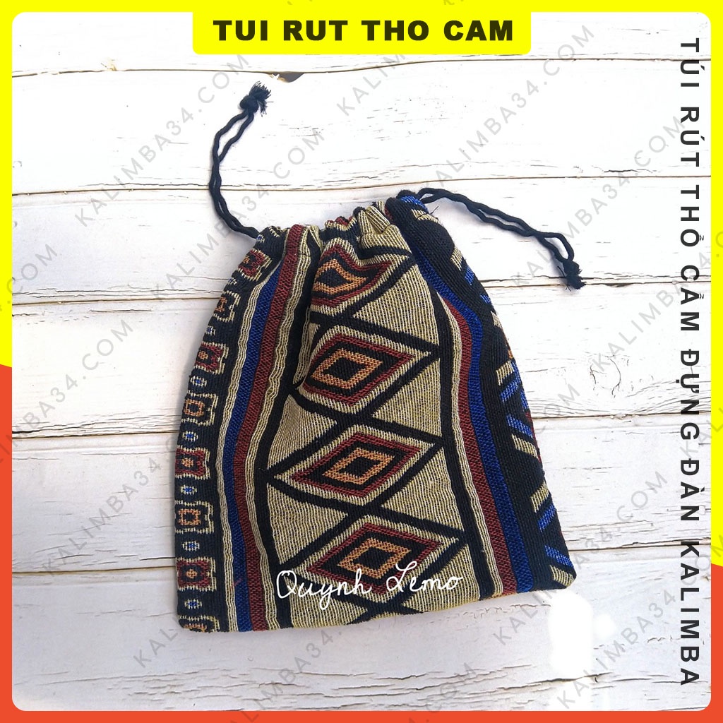 Túi rút thổ cẩm đựng đàn kalimba 17 phím vải thổ cẩm hoa văn ngẫu nhiên chống trầy, chống bụi bẩn