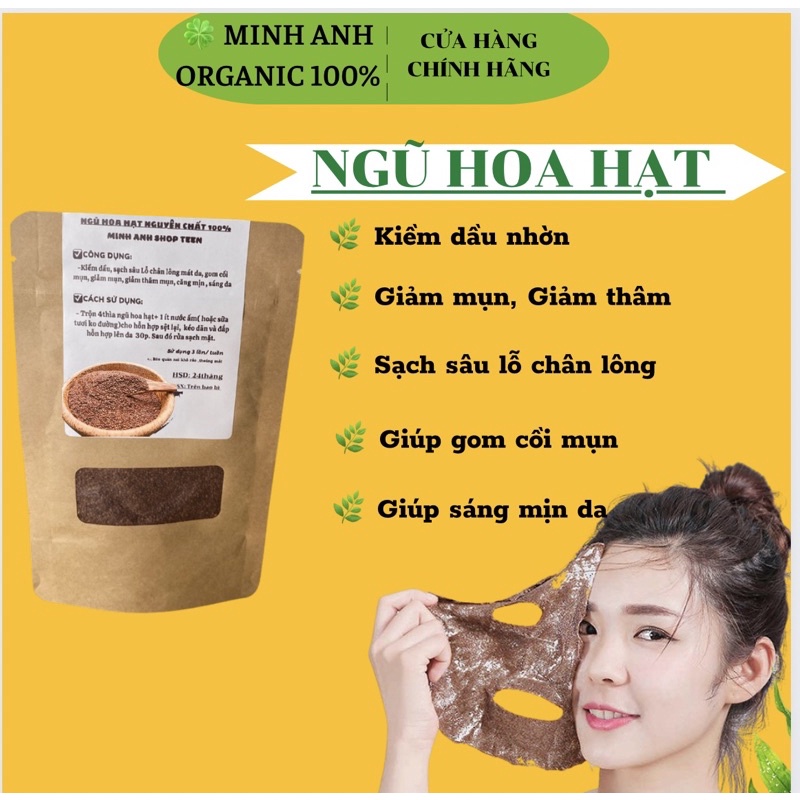 Ngũ hoa hạt Nguyên Chất- Hạt Đình lịch- Mặt nạ ngũ hoa hạt -giảm mụn- giảm thâm nám -kiềm dầu sạch da