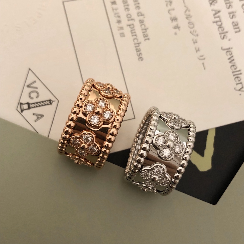 Phong Cách Mới V & C-A Nhẫn Hình Cỏ Bốn Lá Thời Trang Cho Nữ