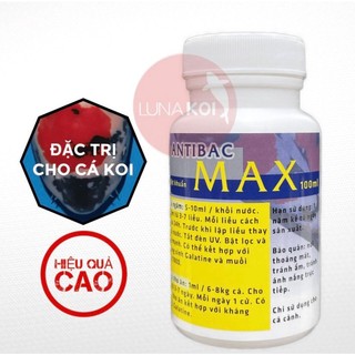 ATIBAC MAX diệt khuẩn, bệnh nhiễm khuẩn, lở loét, đục mắt, thối mang cá cảnh, cá KOI.