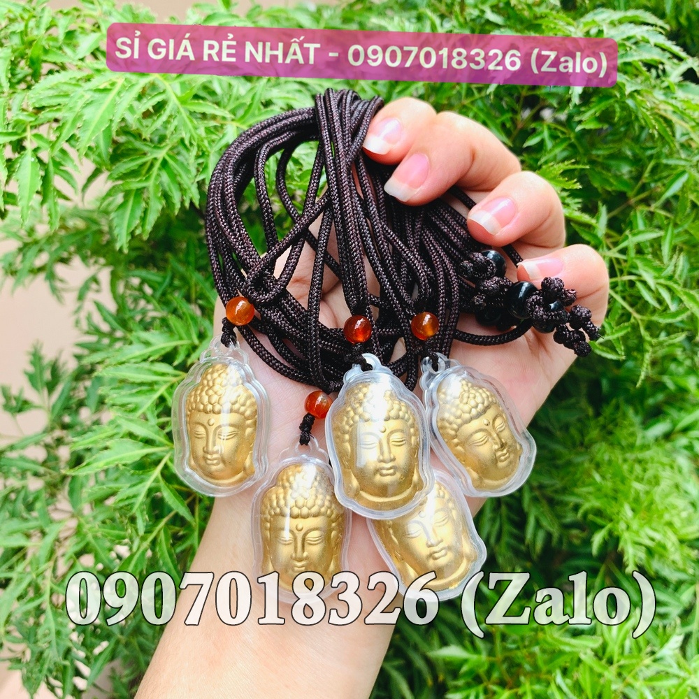 Dây dù đeo cổ đeo mặt dây Phật mạ vàng 3D phong thủy bình an