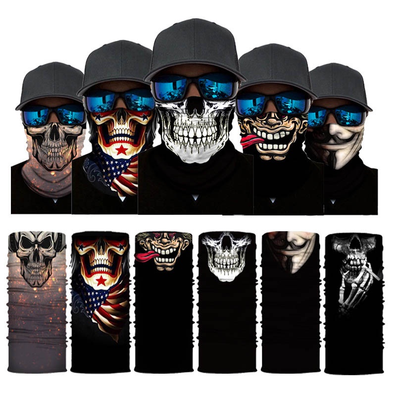 Khăn Choàng Cổ Kiêm Khẩu Trang 3D Không Đường May Hình Đầu Lâu Joker