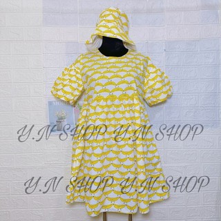 Váy Kèm Mũ Đầm Babydoll Tay Phồng Dáng Xoè Hình Chuối & Cherry Siêu Phẩm